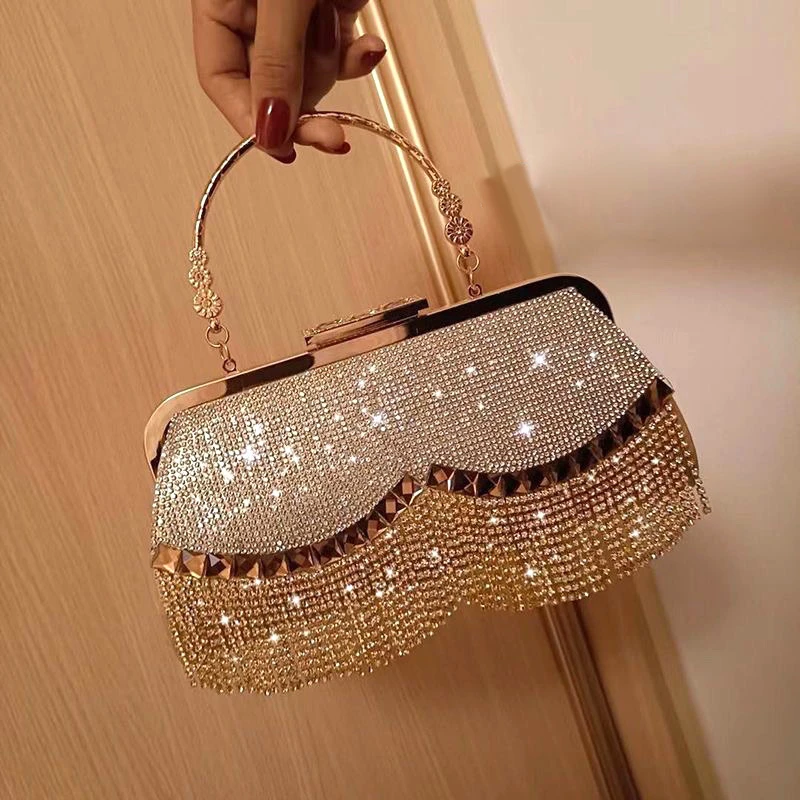 005时尚镶钻流苏宴会晚装包晚宴手拿包礼服包百搭斜挎名媛手提包