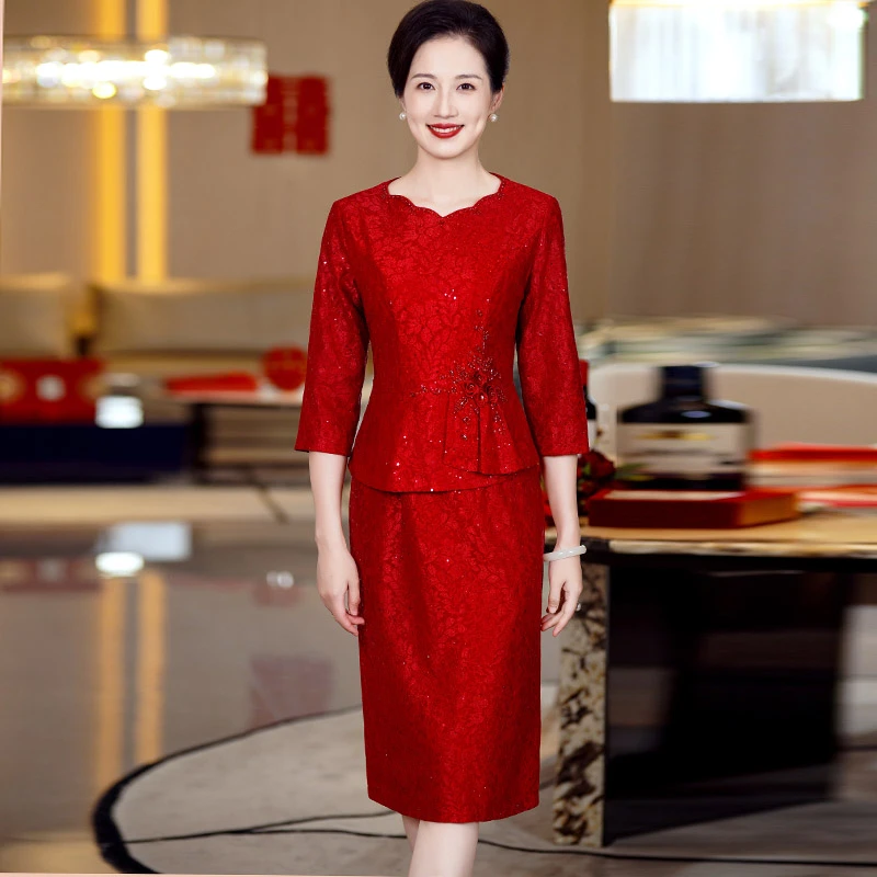 5833喜婆婆婚宴装新款秋季高贵年轻结婚妈妈装旗袍婚礼服平时可穿