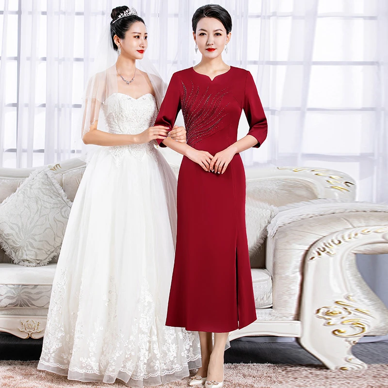 5358喜婆婆婚宴装2024夏季新款大码气质优雅高贵婚礼喜结婚晚礼服