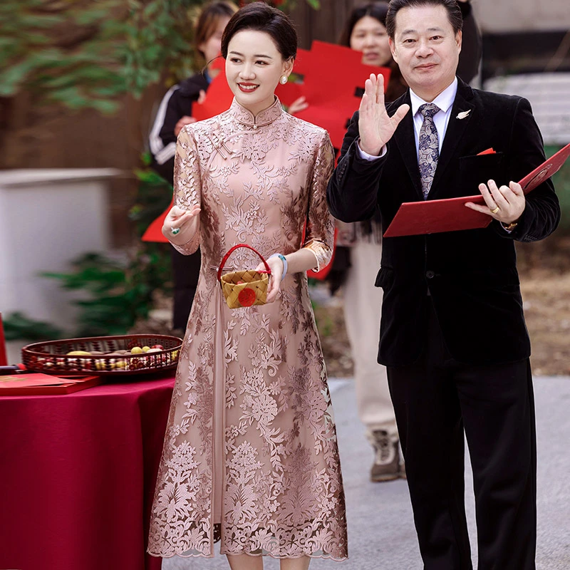 5666爆款年轻结婚大气高贵喜婆婆婚宴装婚礼礼服女装高端2024新款