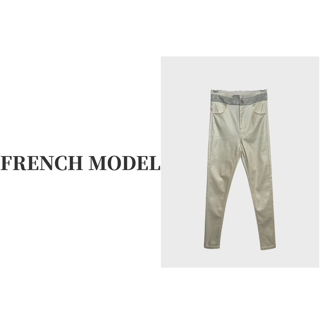 法模FRENCH MODEL 畑畑.2024秋带钻休闲裤蕾丝女装长裤 40960371