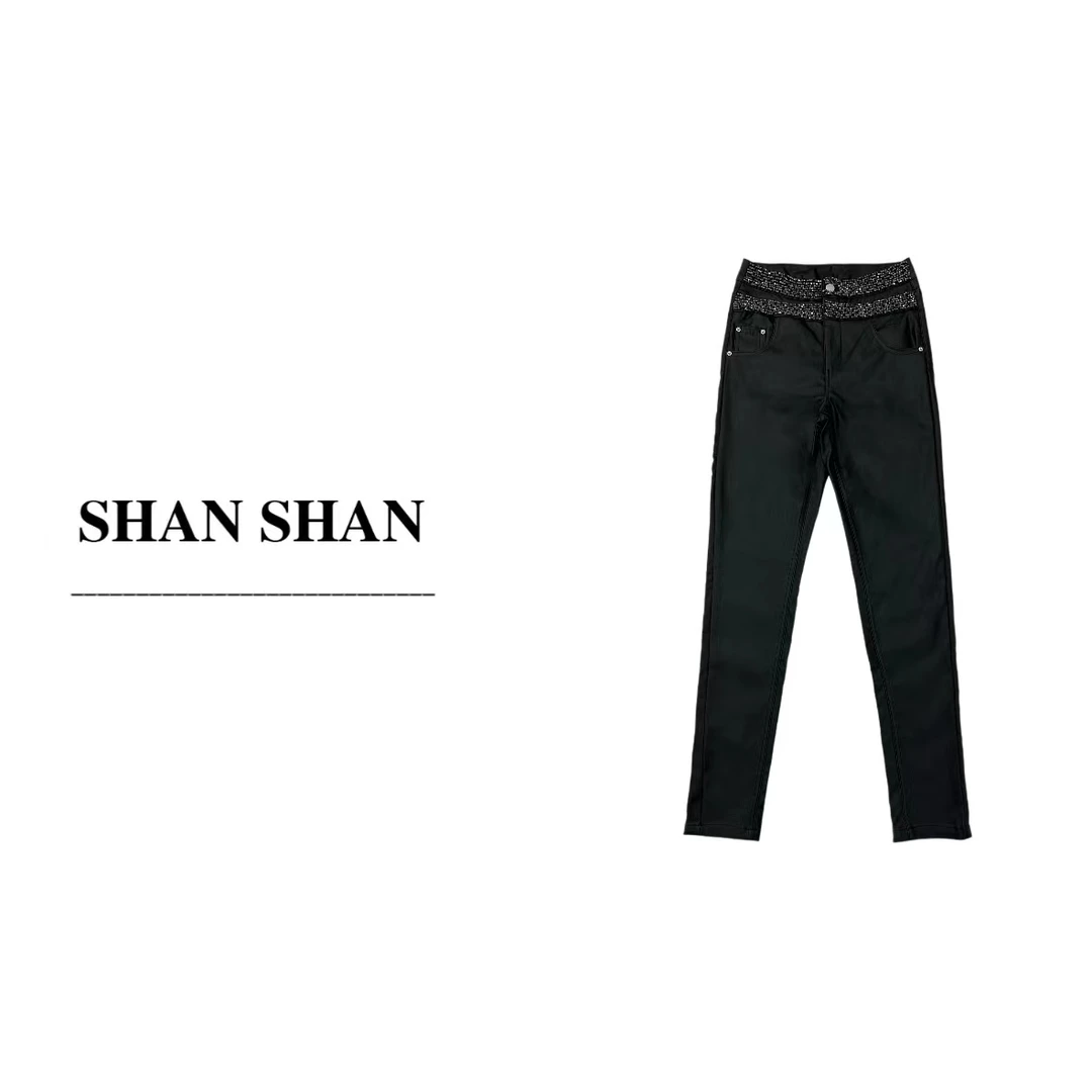 SHAN姗姗百搭女修身秋冬重工打底时尚高腰显瘦加绒铅笔裤21060517