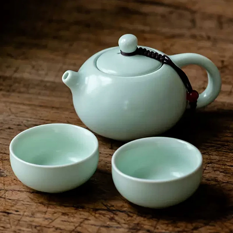 天青一壶2两杯西施壶陶瓷茶具快客杯便携式家用功夫定窑旅行茶具