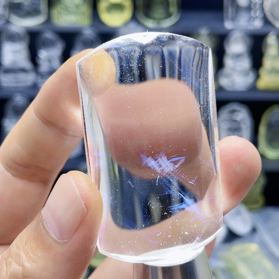 【闪购商品】水晶颈饰未镶嵌天然白水晶带蓝针平安无事牌吊坠