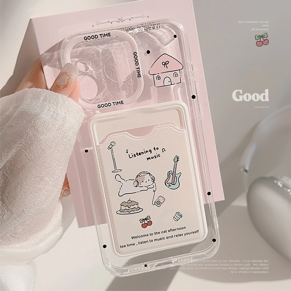 官官同学粉色卡包适用苹果15promax手机壳14卡通小动物13全包12软