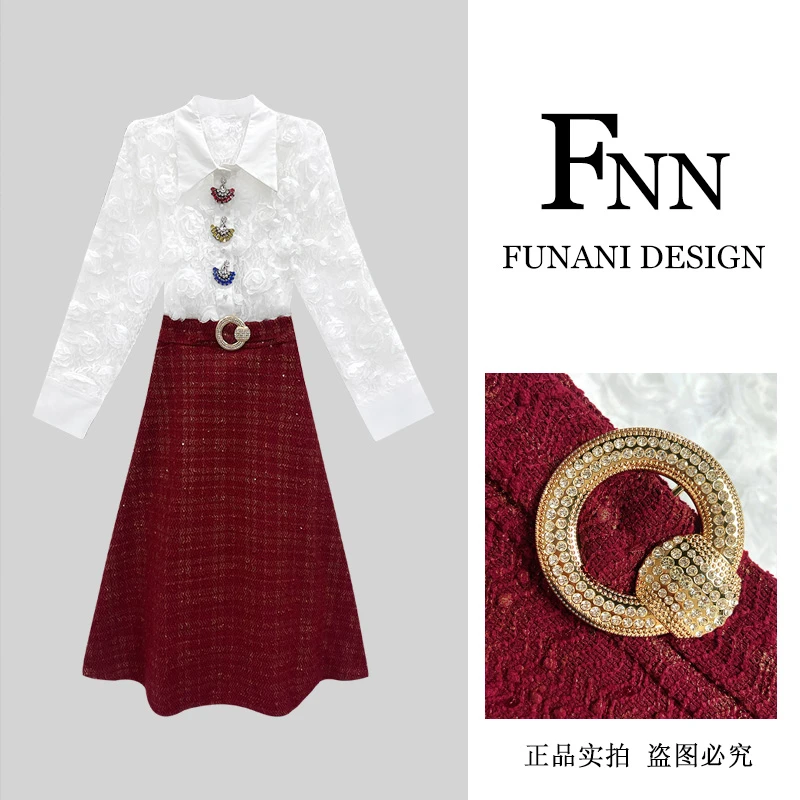 芙娜妮小众设计感不规则扣式复古polo领气质通勤女两件套F2431488