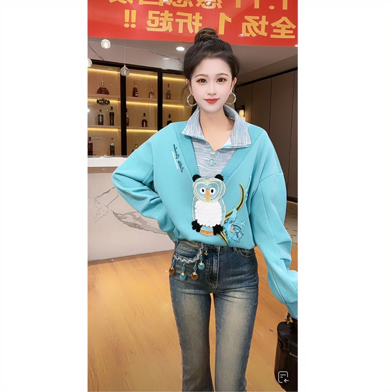 2024~时尚百搭秋冬加绒卫衣裤子休闲套装长袖两件套女装F2332584A