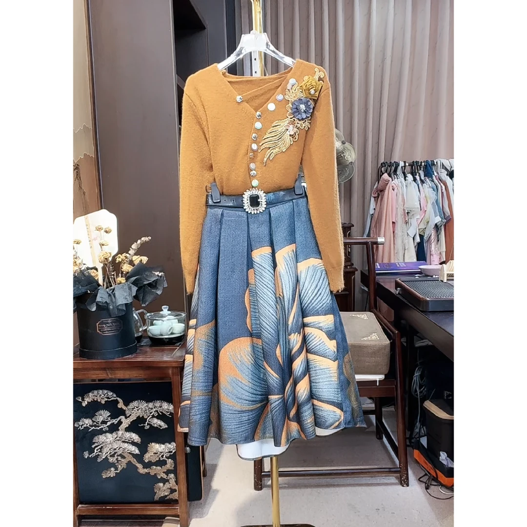 芙娜妮轻奢秋冬新款法式优雅气质套装复古显瘦名媛女装F2432104