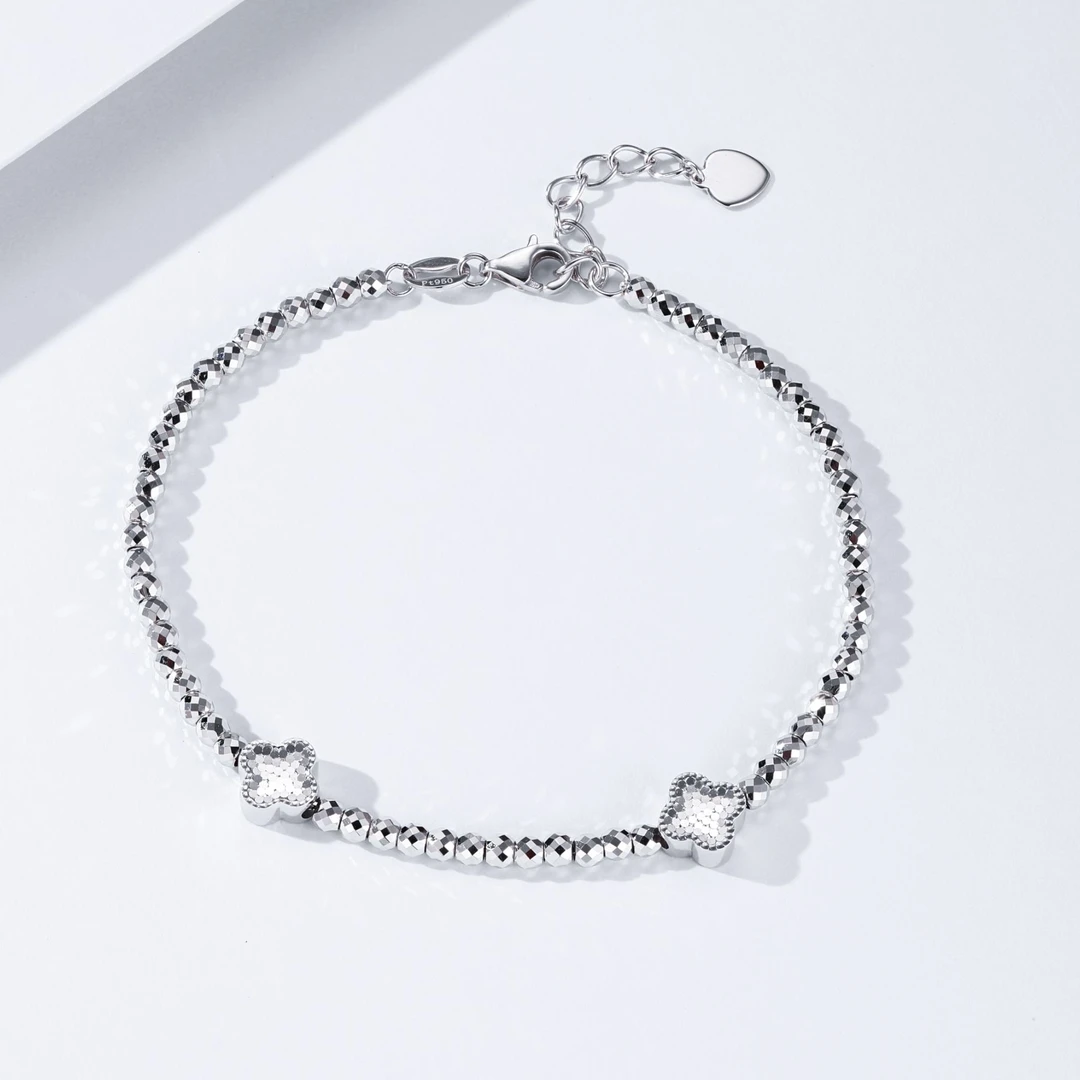 铂星珠宝Pt950蹦迪珠四叶草时尚铂金手链轻奢百搭小众ins气质清新