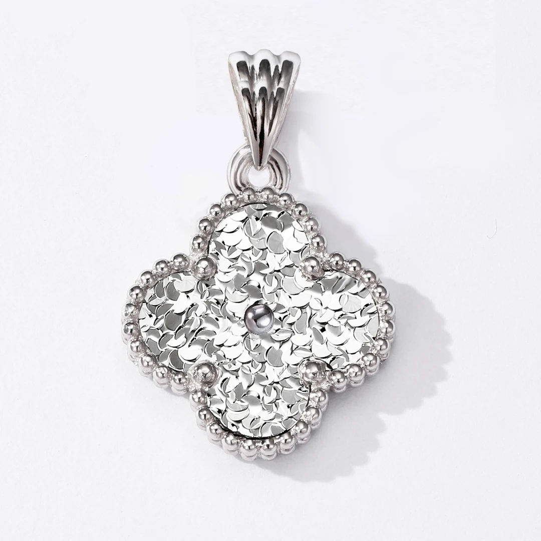 pt950吊坠四叶草吊坠(AB面碎碎冰镭射)双面效果手工轻奢简约气质