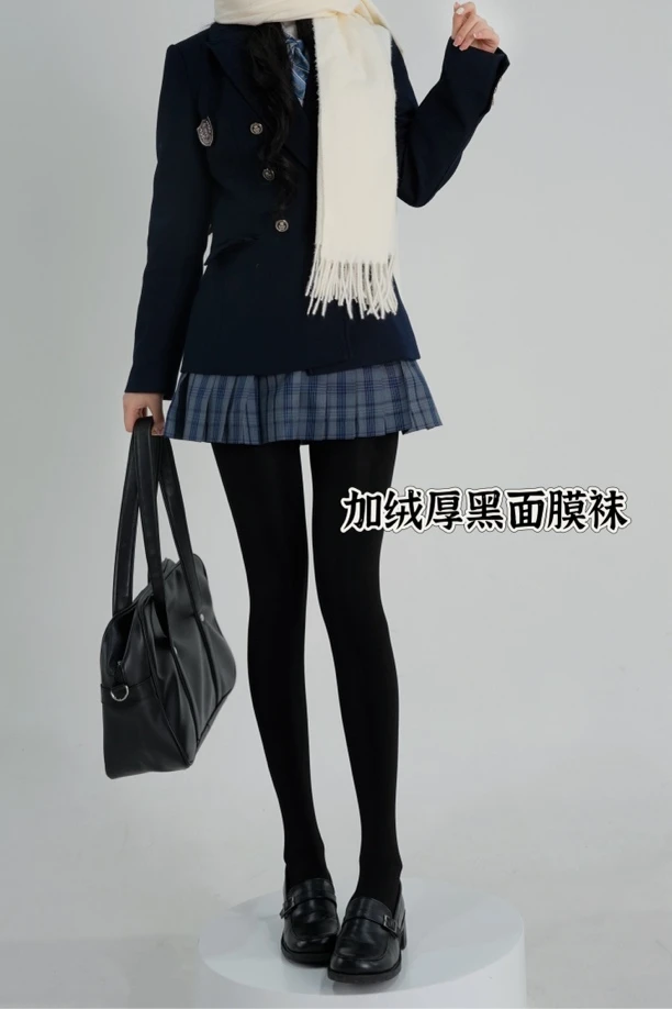 “厚黑水光穿搭面膜袜200克加绒款”60d不加绒袜子