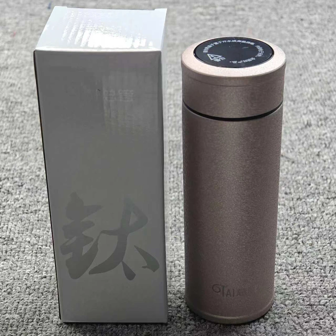 智能水温感应钛合金保温杯  粉色A89