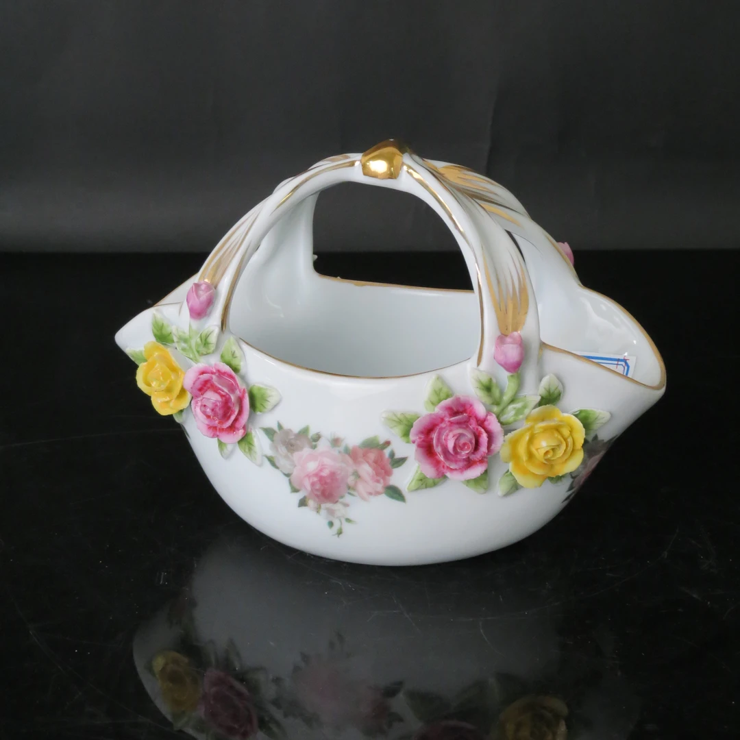 【慢瓷儿】 XTL61 手提篮孤品系列 高温瓷釉中