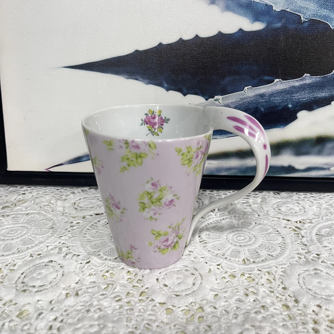 【慢瓷儿】粉色蔷薇 300ml 马克杯  高温瓷釉中