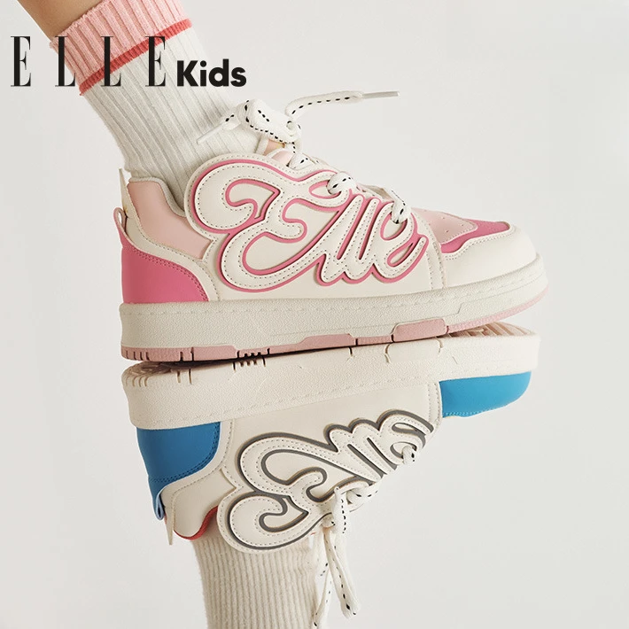 ELLEkids童鞋儿童运动鞋涂鸦高帮鞋春秋季新款女童休闲鞋男童鞋子