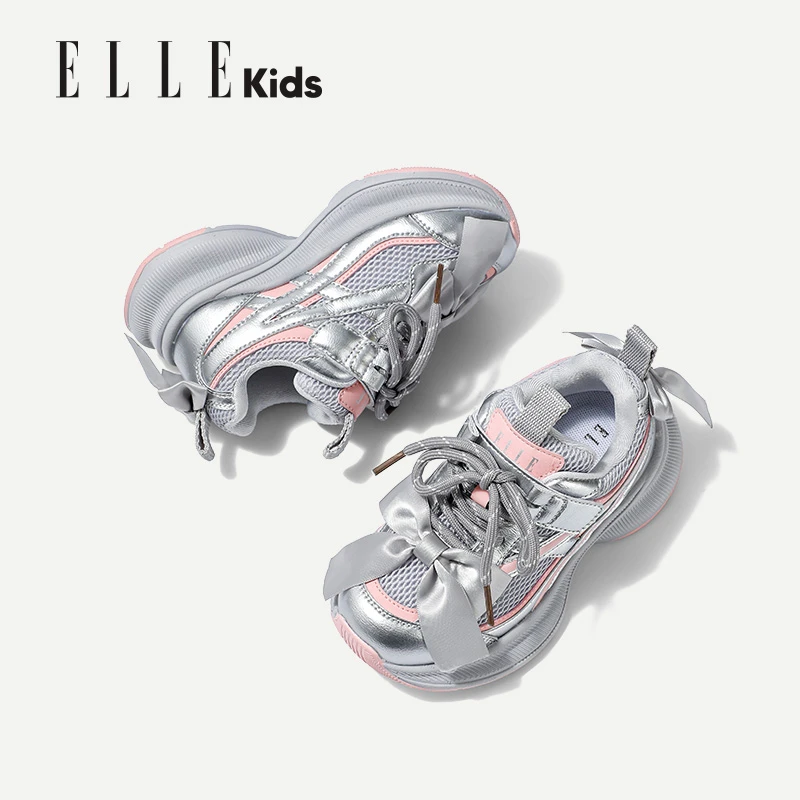 ELLEKIDS女童老爹鞋2025秋季新款休闲鞋小女孩蝴蝶结女童休闲鞋