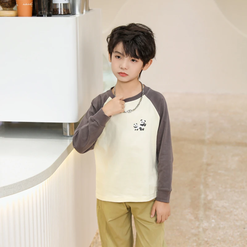 纯棉男孩秋冬季上衣婴幼儿童长袖圆领T恤男童加绒打底衫小童衣服