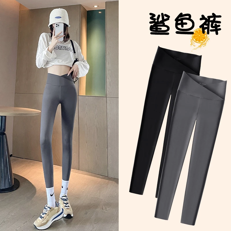 黑色鲨鱼裤女士外穿大码春秋高腰收腹提臀打底裤批发瑜伽芭比长裤