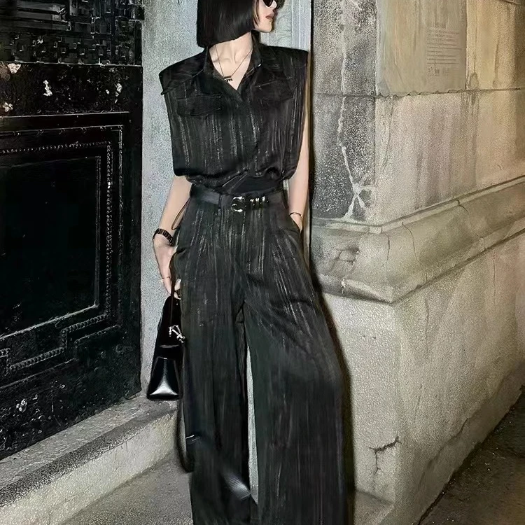 801-1000选择编码下单休闲裤显瘦气质轻奢高腰时尚夏季阔腿设计师