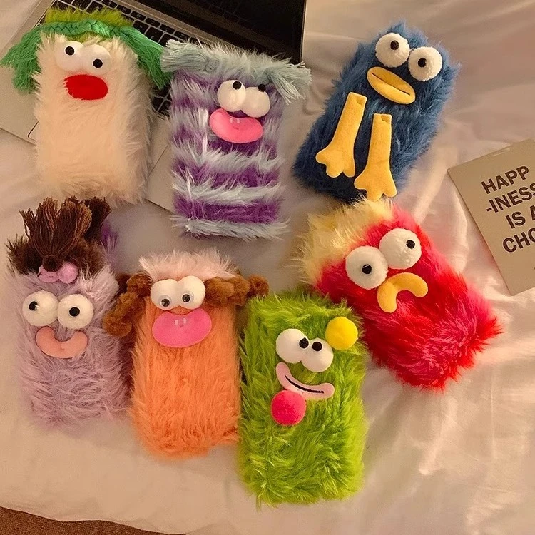 丑萌大眼仔珊瑚绒地板袜子加厚保暖冬季可爱卡通中筒袜学生睡眠袜