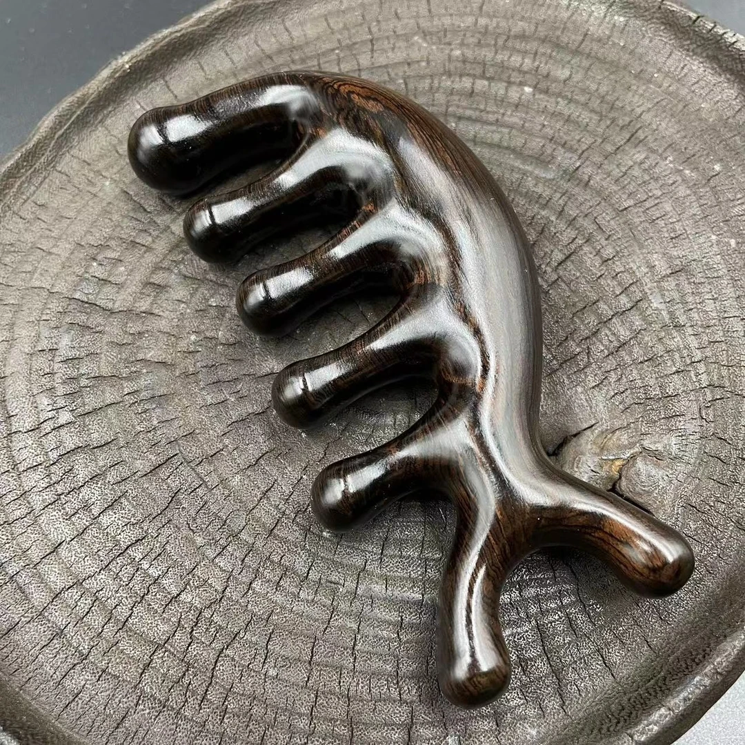 直播间一物一拍紫光檀绿檀金丝檀檀木头疗疏通按摩梳防脱舒筋活络