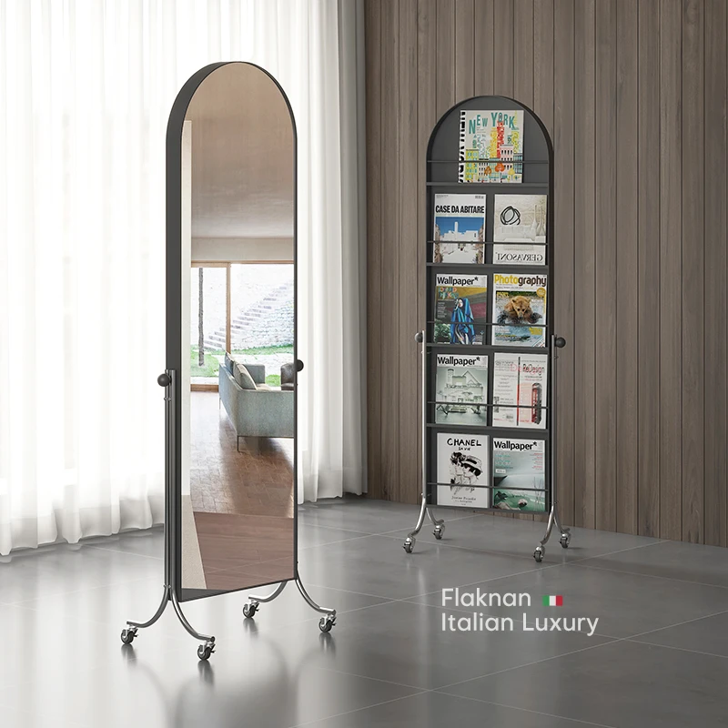积累小家镜子可移动全身镜落地家用穿衣镜卧室试衣镜杂志收纳书架