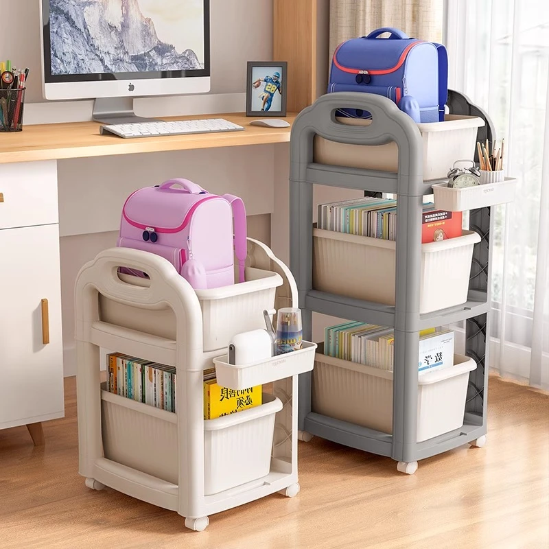 书架落地置物架储物柜客厅靠墙杂物柜桌面小型简易多层可移动书柜