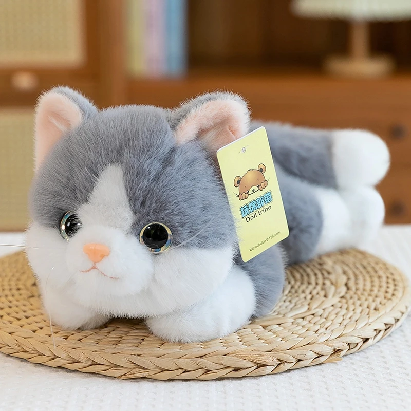 正版仿真猫咪公仔可爱小趴猫毛绒玩具儿童陪睡觉安抚抱枕生日礼物