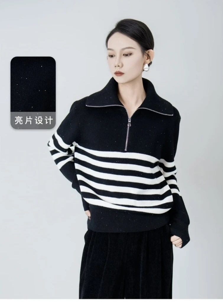 易缔媤时尚翻领针织衫D73424WS014