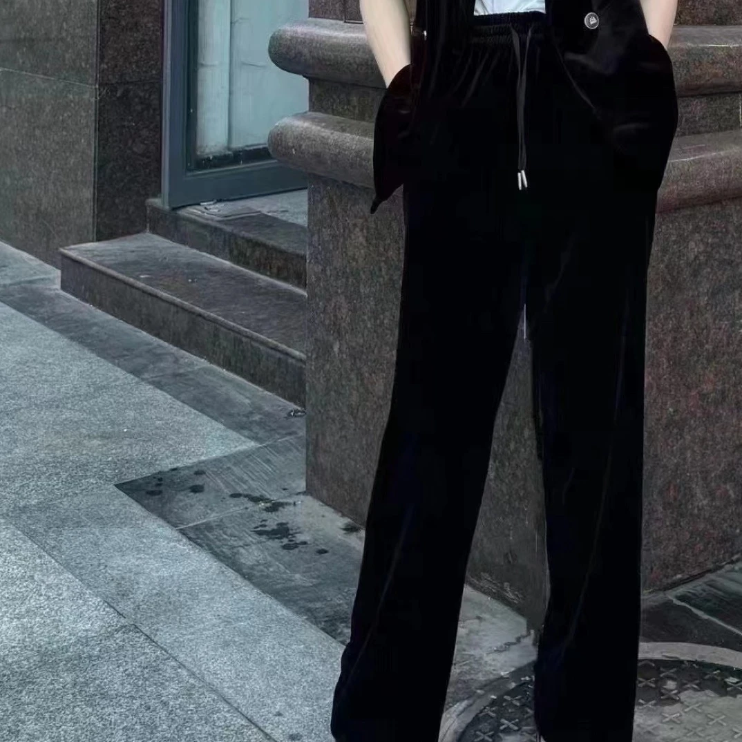 易缔媤丝绒直筒裤DE13086