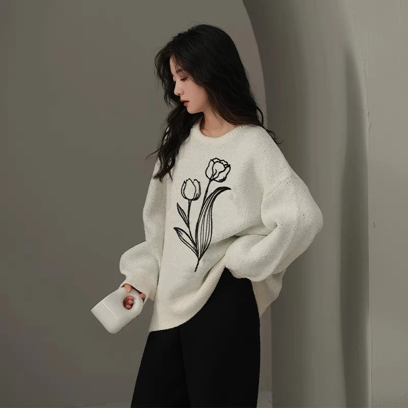 简约款白色郁金香秋冬季套装