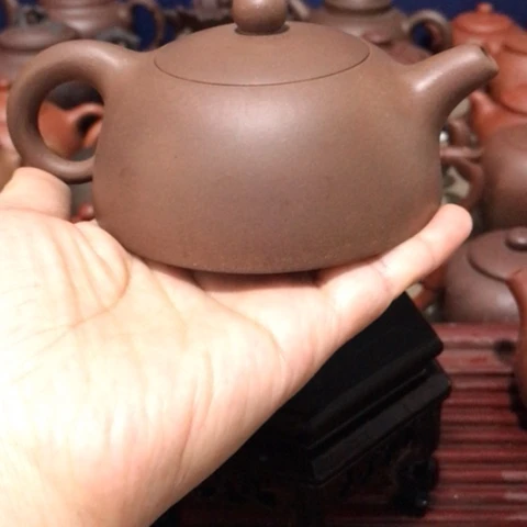紫砂茶壶三*源老紫泥半月