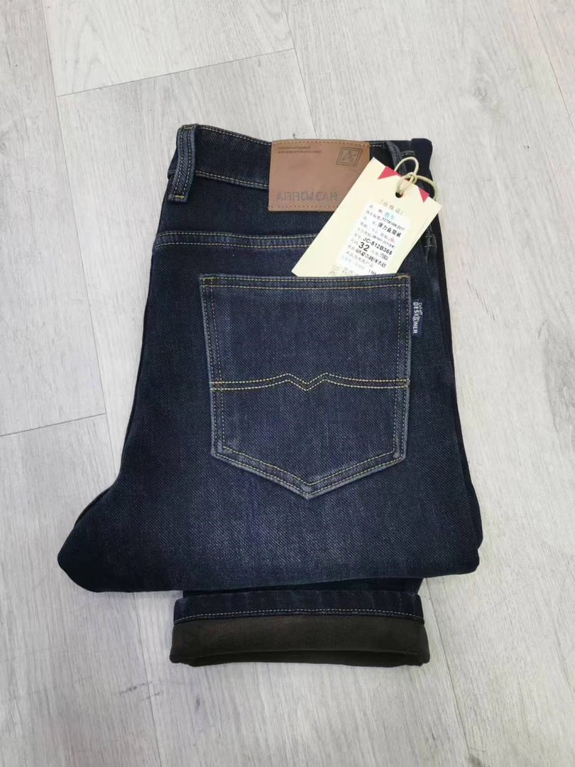 箭车牛仔裤男装512B365专柜正品弹力直筒裤高腰男裤2024秋冬加绒
