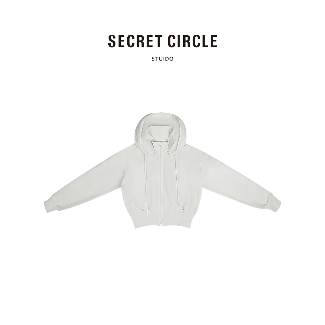 【薛懒懒】"随手穿"高领加绒拉链可拆帽立领外套 50099