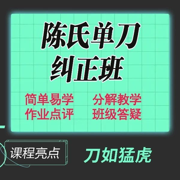 陈氏太极单刀套路教学动作指导纠正班适合零基础入门器械