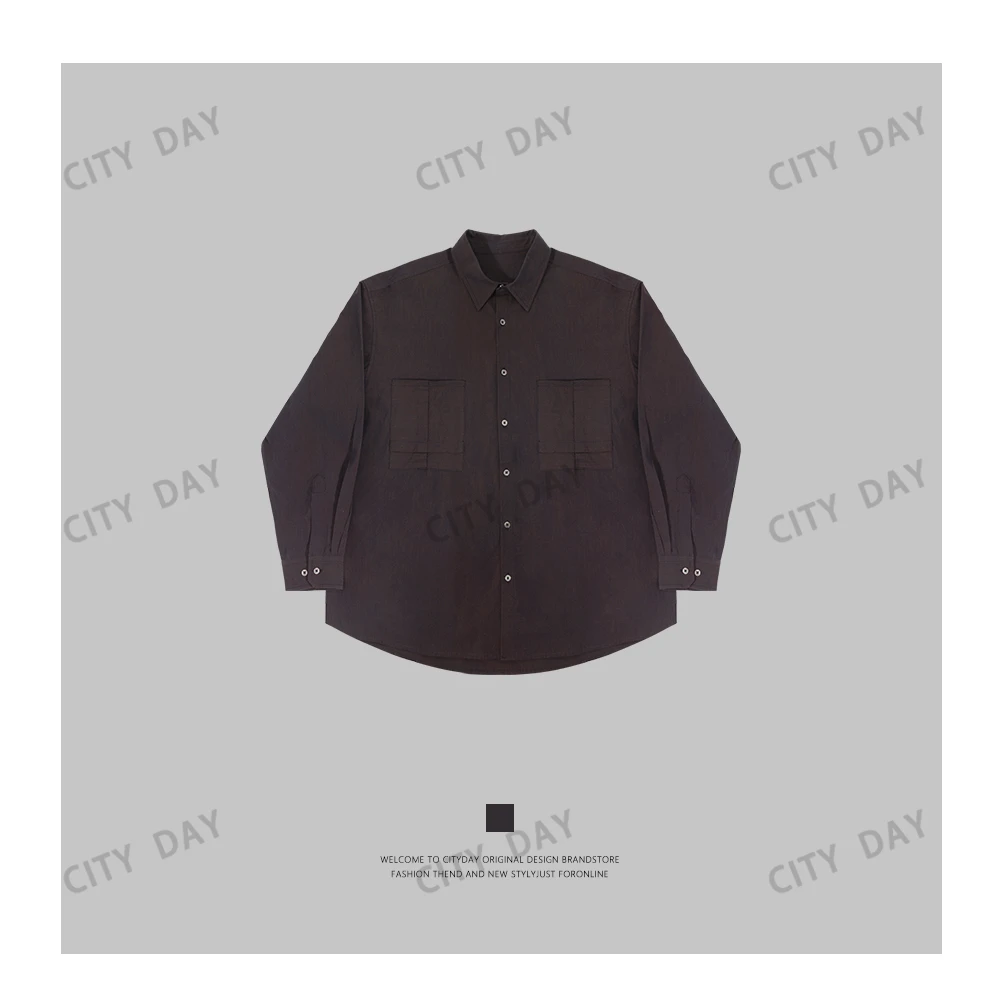 CityDay【楠哥】静奢老钱 100匹马棉双口袋极简衬衫  0283