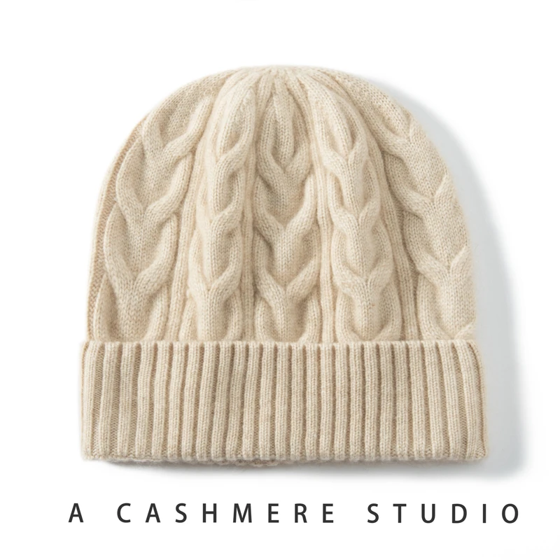 ps12223秋冬山羊绒帽子女文艺复古绞花针织帽男女同款简约百搭帽