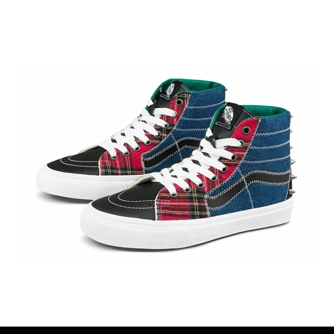 VANS微瑕无原盒防滑耐磨高帮板鞋 蓝红黑拼接 Vans37