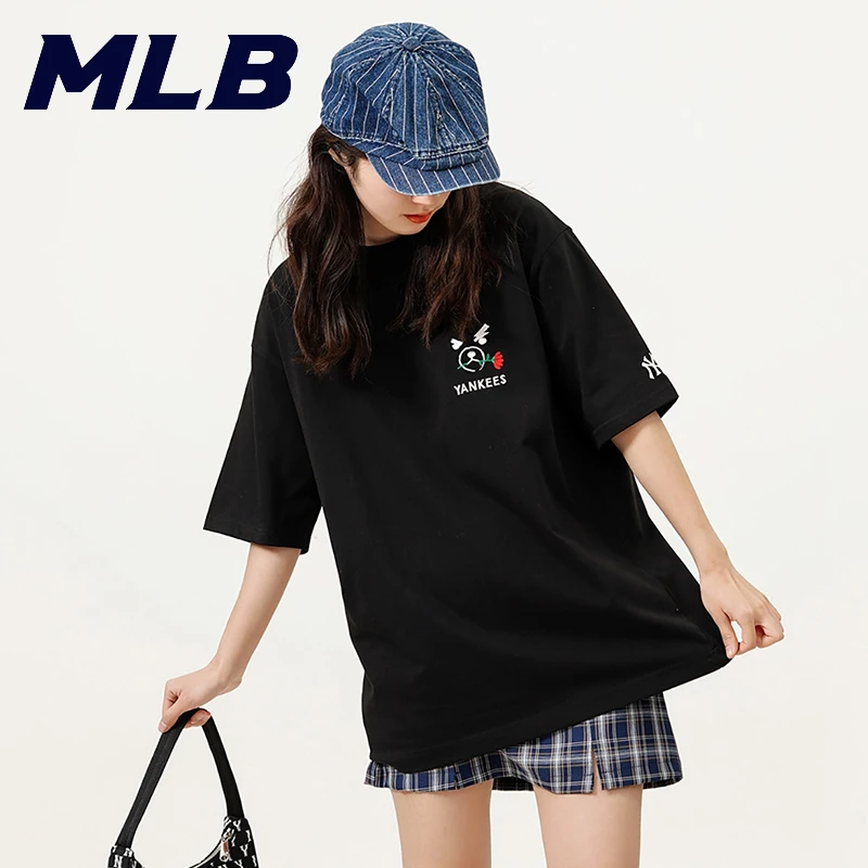 MLB韩版正品 纽约洋基队 男女同款圆领休闲运动短袖3ATSC1023