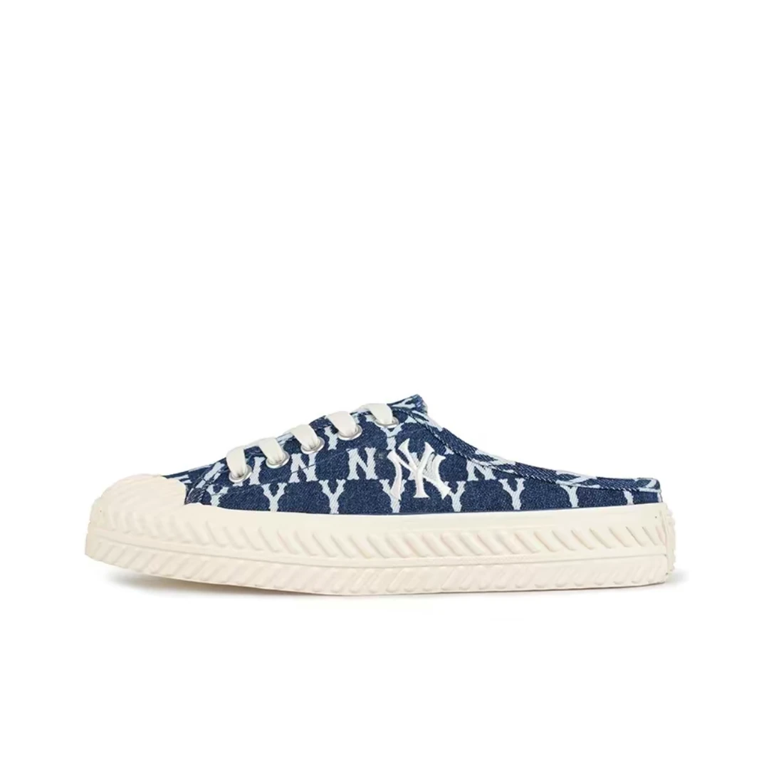 MLB 正品老花满印牛仔印花低帮半拖帆布鞋女款32SHSD111