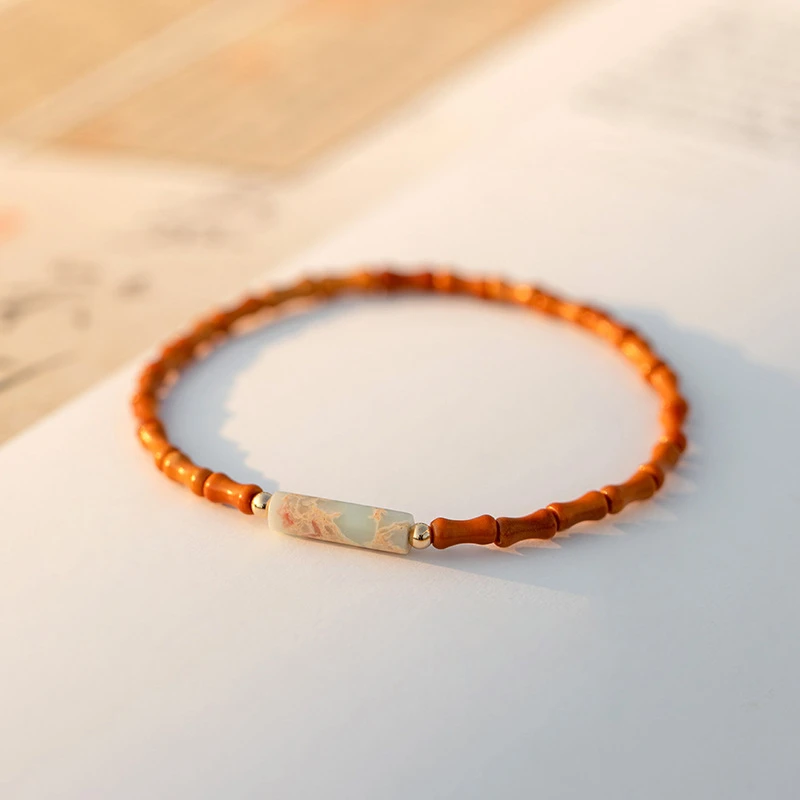 非金属木质手链 橄榄核手链细款寿山石手串文艺清新情侣时尚小众