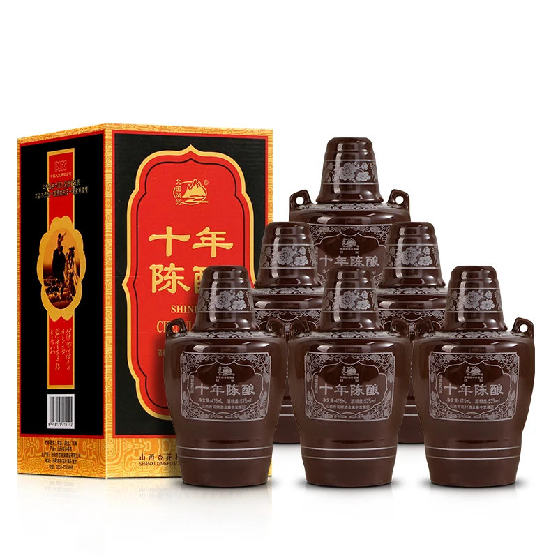 北国风光53度清香型白酒十年陈酿475ml整箱六瓶礼盒装53度475ml