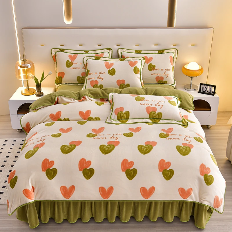 【春秋故事】冬季保暖牛奶绒四件套双面绒抗静电床裙款床上用品