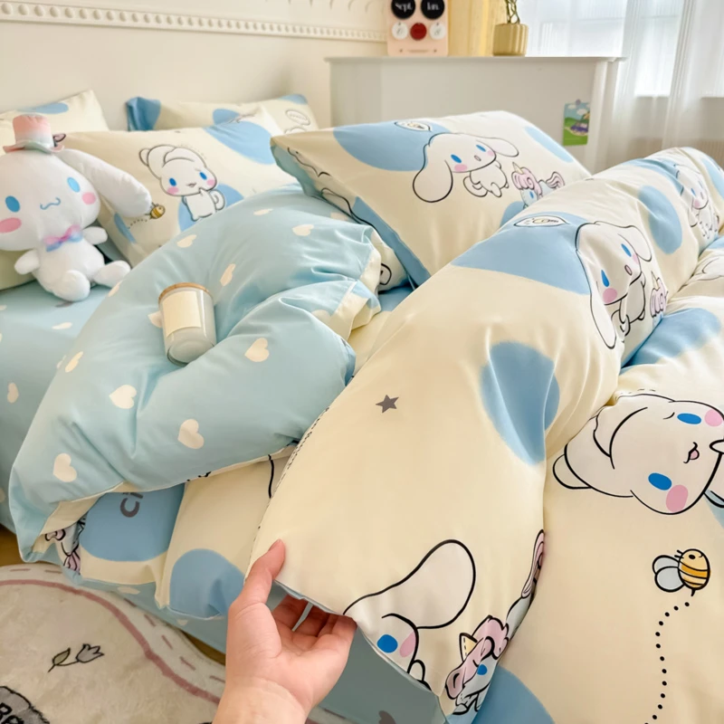 春秋故事纯棉四件套小清新加厚全棉单双人被套学生宿舍三件套被罩