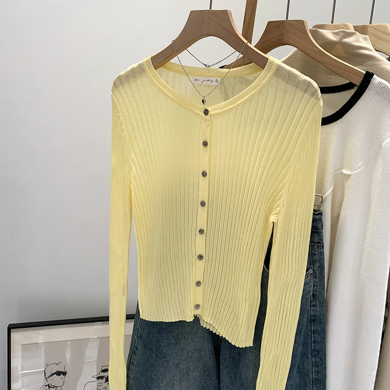 【部分现】韩系温柔风气质柔软针织开衫女2024春秋新款外搭上衣M540