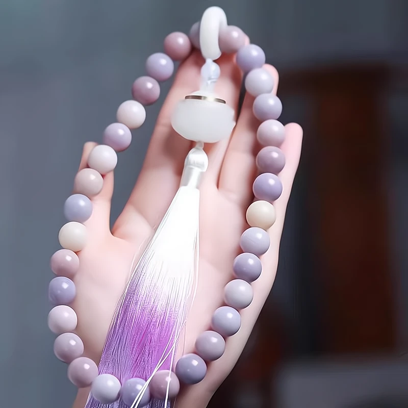 爆款手作原生态香芋紫霞仙子紫菩提手持圆珠解压绕指柔文玩宝莲灯