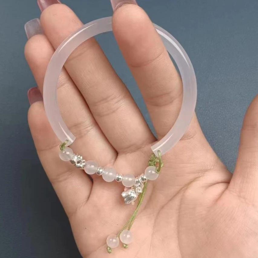 【欢子珠宝】高冰老料莲花半镯＋s925银配饰简约时尚