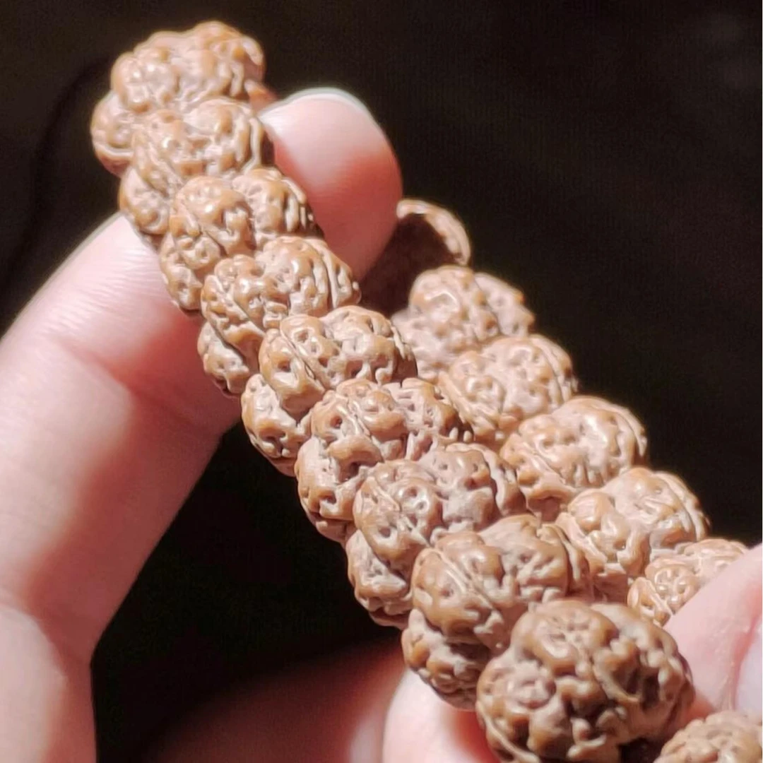天然精品花王小金刚菩提子单圈手串树王神梅花矮碟桩双盘龙纹男女