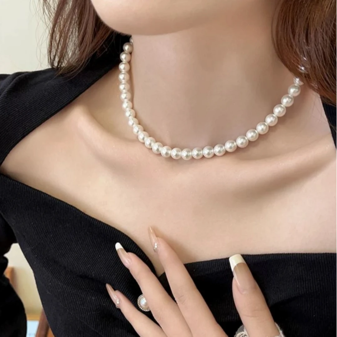 【香港中寰】10mm法式琉璃珠珠项链女高级感气质