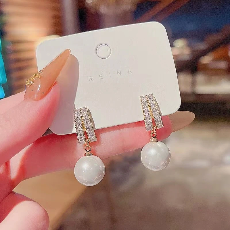 轻奢风新款微镶吊坠耳钉女ins简约气质时尚百搭耳钉